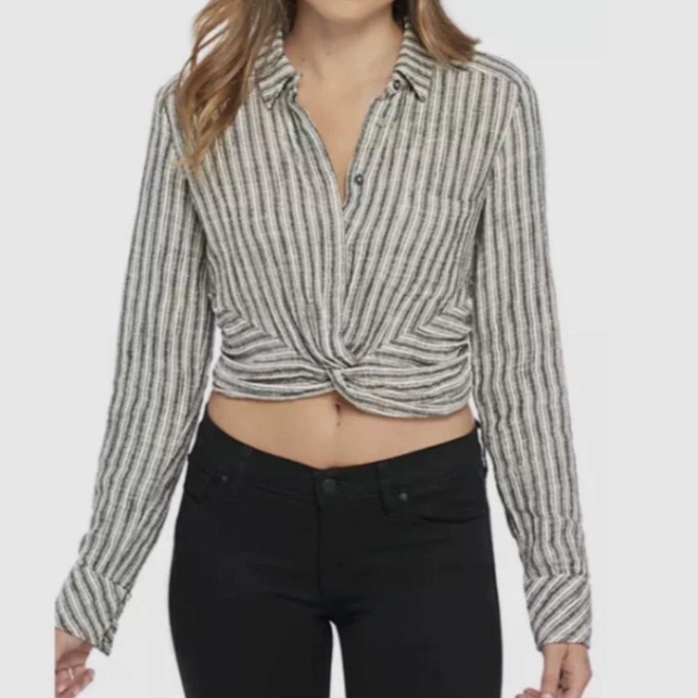 Free People Top Lust 4 Life Stripe Knot Crop Women Sz Small EUC